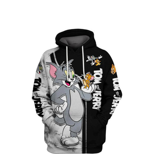 Tom And Jerry Films Series, Funny Tom And Jerry All Over Print Hoodie Moonbestprint