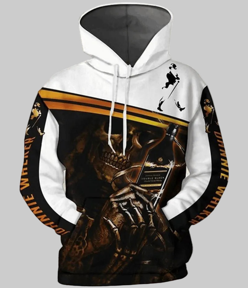 Death Skull Johnnie Walker Full 3d Hoodie Moonbestprint