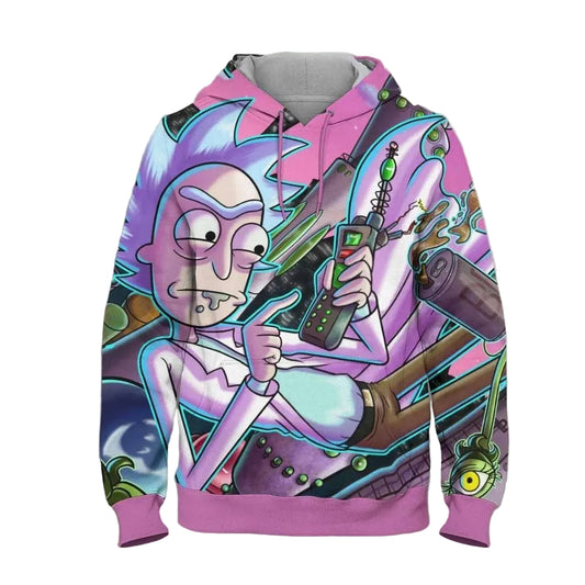 With Phone Cartoon Rick And Morty Over Print 3d Hoodie Zip Hoodie 864 Moonbestprint