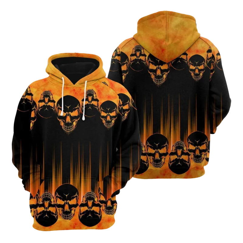 Halloween Scary Skulls Orange Black 3d Hoodie Zip Hoodie Moonbestprint