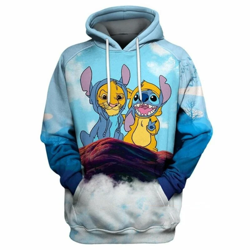 Baby Simba And Stitch Cute Lover 3d Hoodie Zip Hoodie Moonbestprint