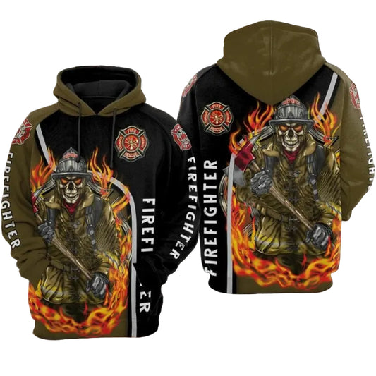 Firefighter Over Print 3d Hoodie Zip Hoodie Moonbestprint