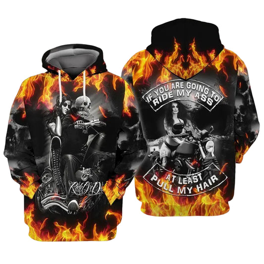 Biker Lady If You Are Going To Ride My Ass At Least Pull My Hair For Men And Women 3d Hoodie Zip Hoodie Moonbestprint