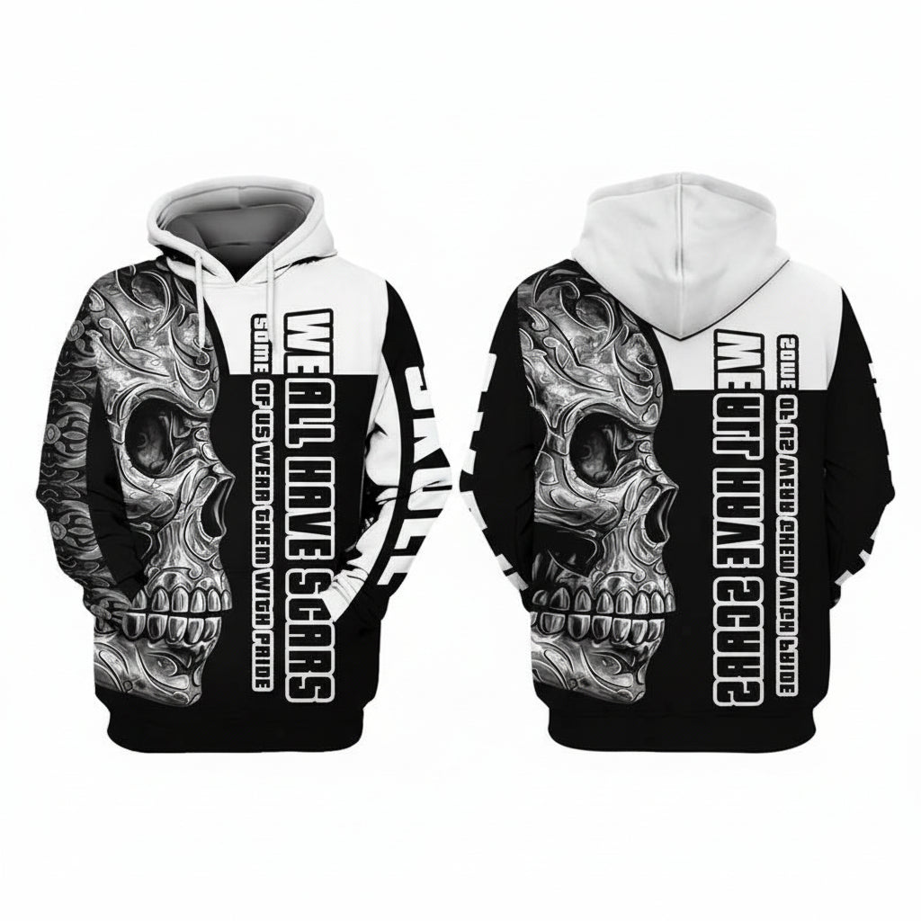 Pride Skull We All Have Scars Some Of Us Wear Them With Pride For Men And Women 3d Hoodie Zip Hoodie Moonbestprint
