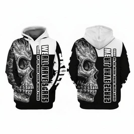 Pride Skull We All Have Scars Some Of Us Wear Them With Pride For Men And Women 3d Hoodie Zip Hoodie Moonbestprint