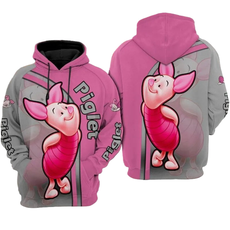 Piglet Cartoon Winnie The Pooh 1 Over Print 3d Hoodie Zip Hoodie Moonbestprint