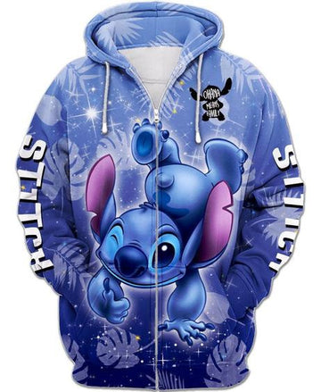 Blue Stitch Zip-up Hoodie Moonbestprint