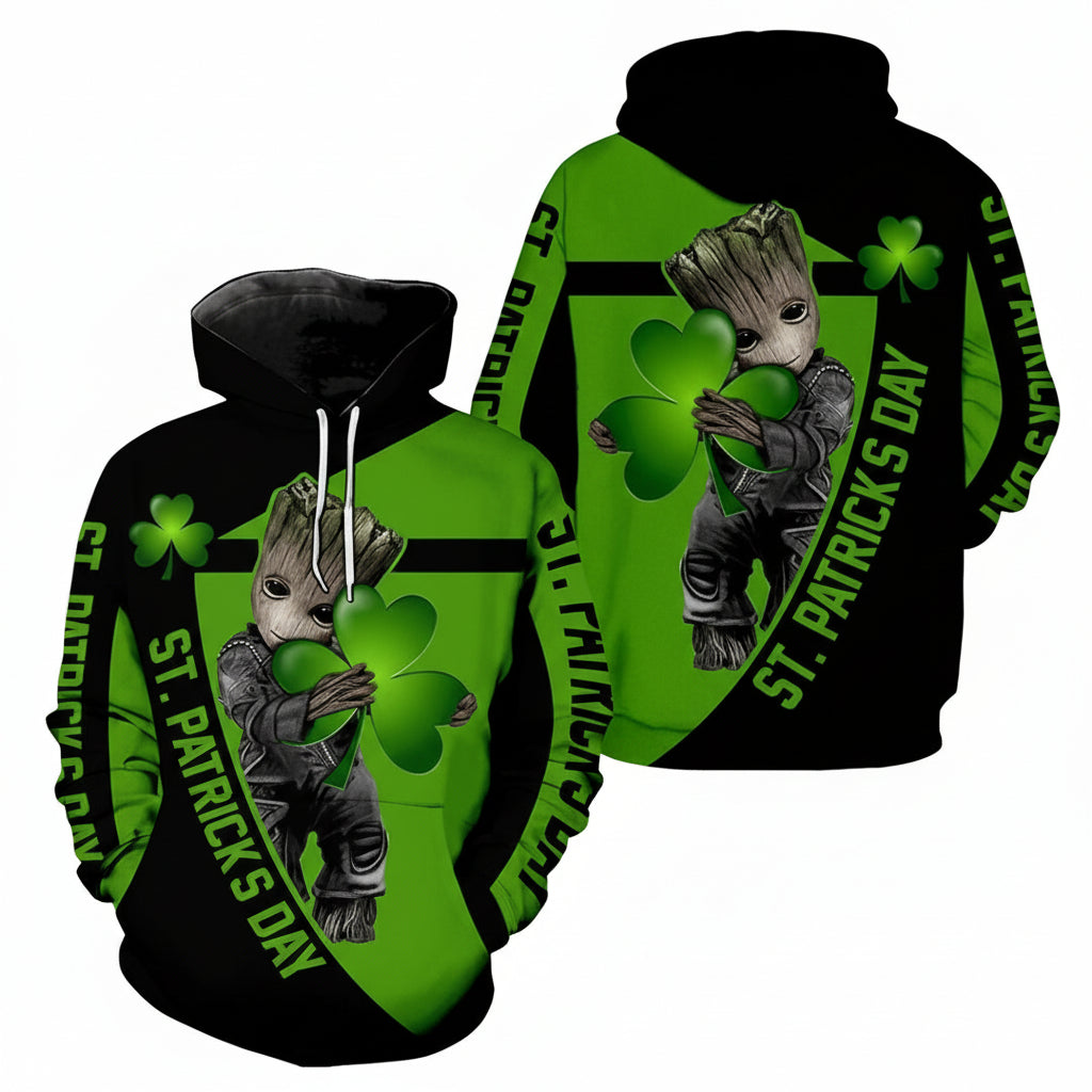 Irish Saint Patrick's Day Baby Groot Color Full 3d Hoodie Moonbestprint