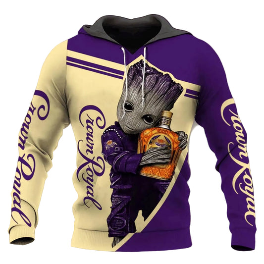 Baby Groot Marvel Comics, Groot Hug Crown Royal All Over Print Hoodie Moonbestprint