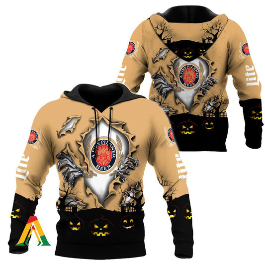 Scary Night Halloween Miller Lite Hoodie &amp; Zip Hoodie Moonbestprint