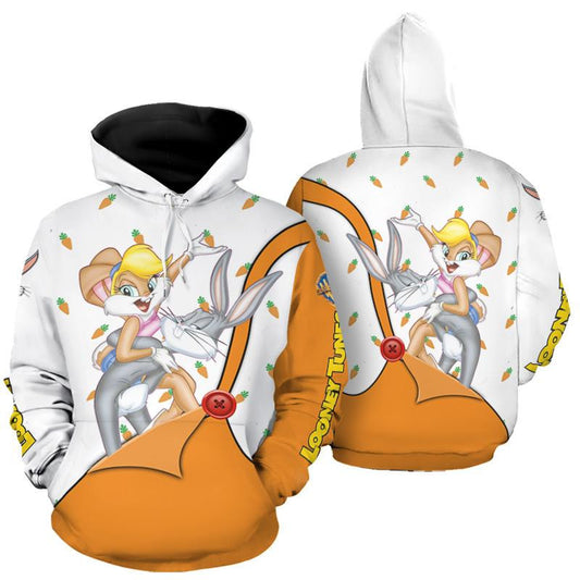 Bugs Bunny And Lola Bunny Looney Tunes, Bugs Bunny And Lola Bunny Love Warner Bros All Over Print Hoodie, Zip Hoodie Moonbestprint