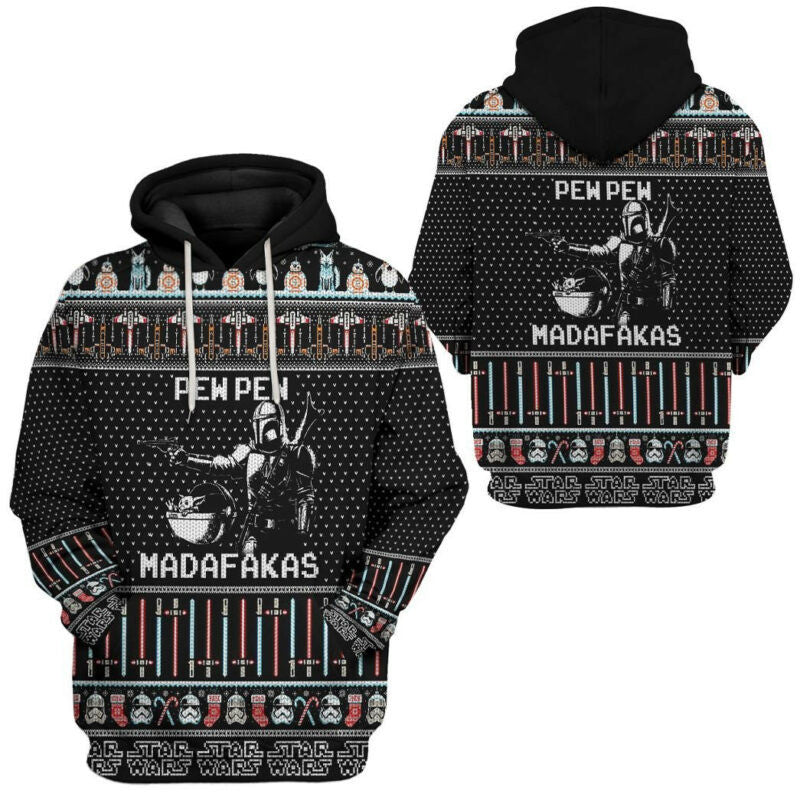 The Mandalorian Star Wars Yoda Ew Pew Madafakas Hoodie Zip Hoodie Moonbestprint