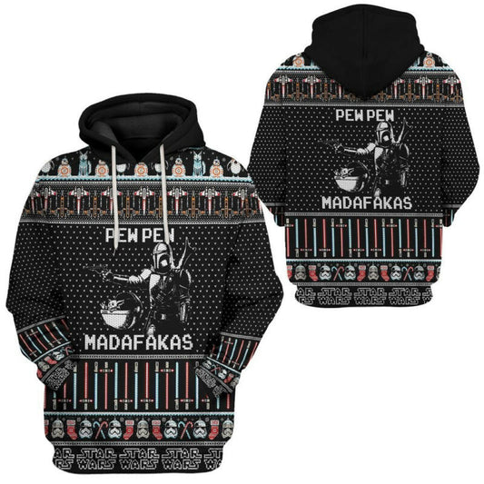 The Mandalorian Star Wars Yoda Ew Pew Madafakas Hoodie Zip Hoodie Moonbestprint