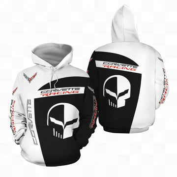 Chevrolet Corvette Racing Black N White Sport Car 3d All Over Print Hoodie 435 Moonbestprint