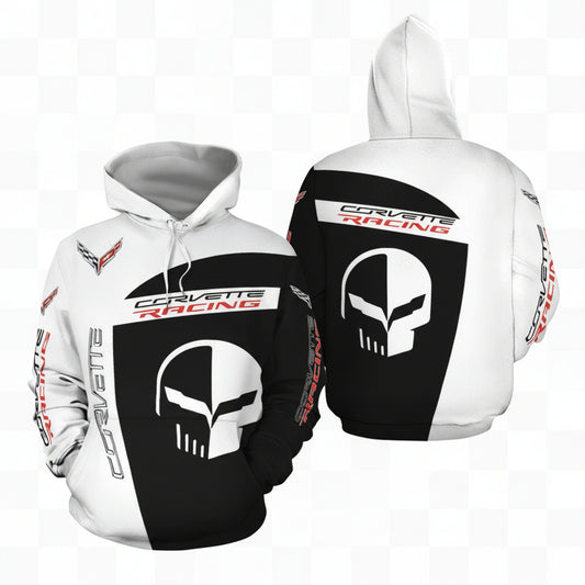 Chevrolet Corvette Racing Black N White Sport Car 3d All Over Print Hoodie 435 Moonbestprint