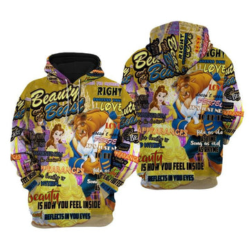 Disney Cartoon Beauty And The Beast, Belle Disney Princess, Disney Quotes All Over Print Hoodie, Zip Hoodie Moonbestprint
