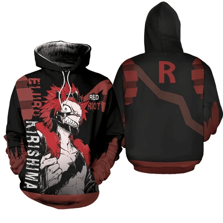 Eijirou Red Riot My Hero Academia Anime Manga For Men And Women 3d Hoodie Zip Hoodie Moonbestprint