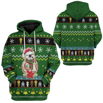 Star Wars Shirt Bb 8 Robot Christmas Pattern Green 3d Hoodie Zip Hoodie Moonbestprint