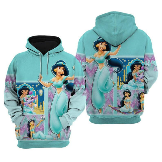 Jasmine Aladdin Disney Princess, Disney Cartoon Fan Gift All Over Print Hoodie, Zip Hoodie Moonbestprint