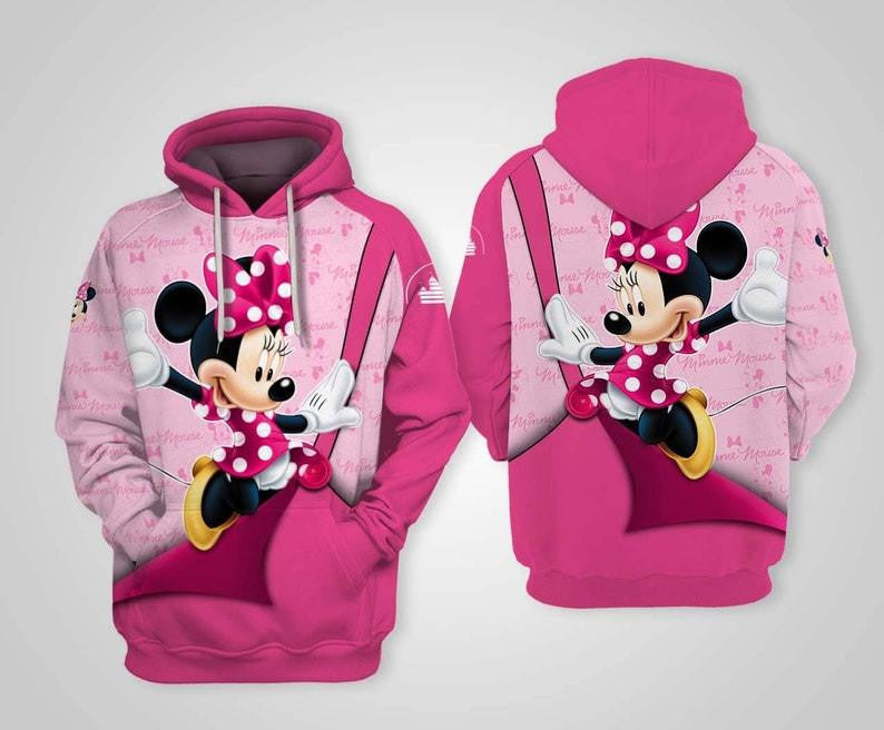 Disney Cartoon Fan Gift, Minnie Mouse Disney, Cute Minnie All Over Print Hoodie, Zip Hoodie Moonbestprint
