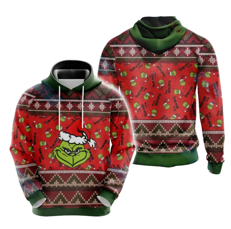 Grinch Hoodie Grinch Christmas Pattern Red 3d Hoodie Zip Hoodie Moonbestprint