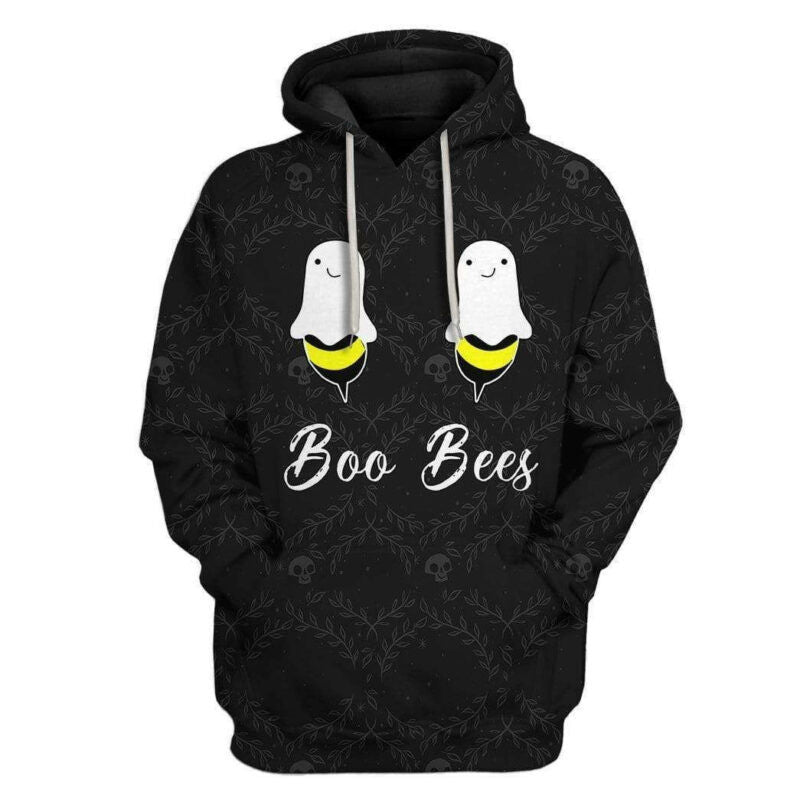 Halloween Hoodie Boo Bees Hoodie Boo Bees Floral Pattern Black 3d Hoodie Zip Hoodie Moonbestprint