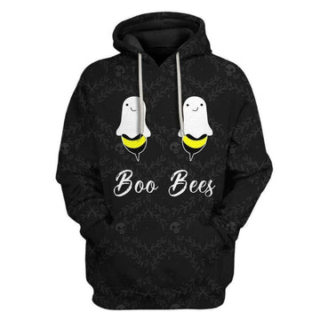 Halloween Hoodie Boo Bees Hoodie Boo Bees Floral Pattern Black 3d Hoodie Zip Hoodie Moonbestprint