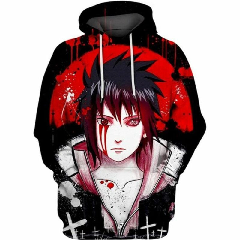 Sasuke Uchiha The Blood Eyes Naruto Anime 3d Hoodie Moonbestprint
