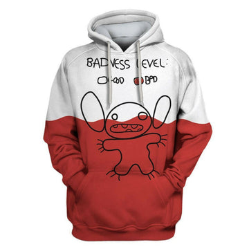Disney Stitch Badness Level Drawing White Red 3d Hoodie Zip Hoodie Moonbestprint