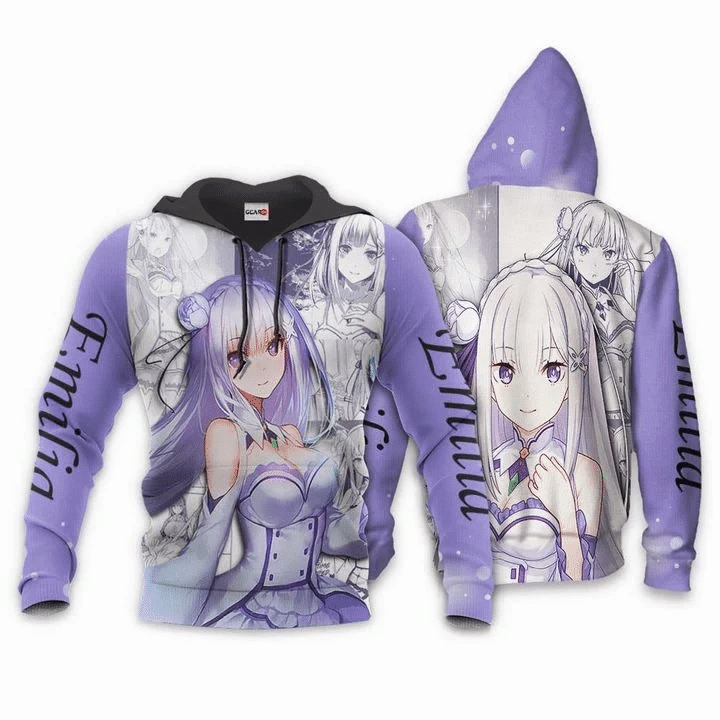 Emilia Anime Manga Re Zero Kara Hajimeru Isekai Seikatsu For Men And Women 3d Hoodie Zip Hoodie Moonbestprint