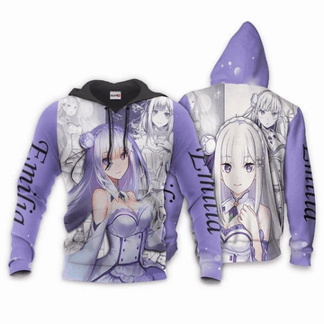 Emilia Anime Manga Re Zero Kara Hajimeru Isekai Seikatsu For Men And Women 3d Hoodie Zip Hoodie Moonbestprint