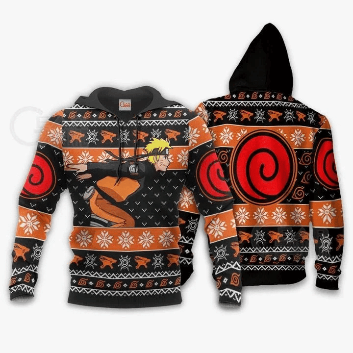 Naruto Running Ugly Christmas Naruto Anime Manga For Men And Women 3d Hoodie Zip Hoodie Moonbestprint
