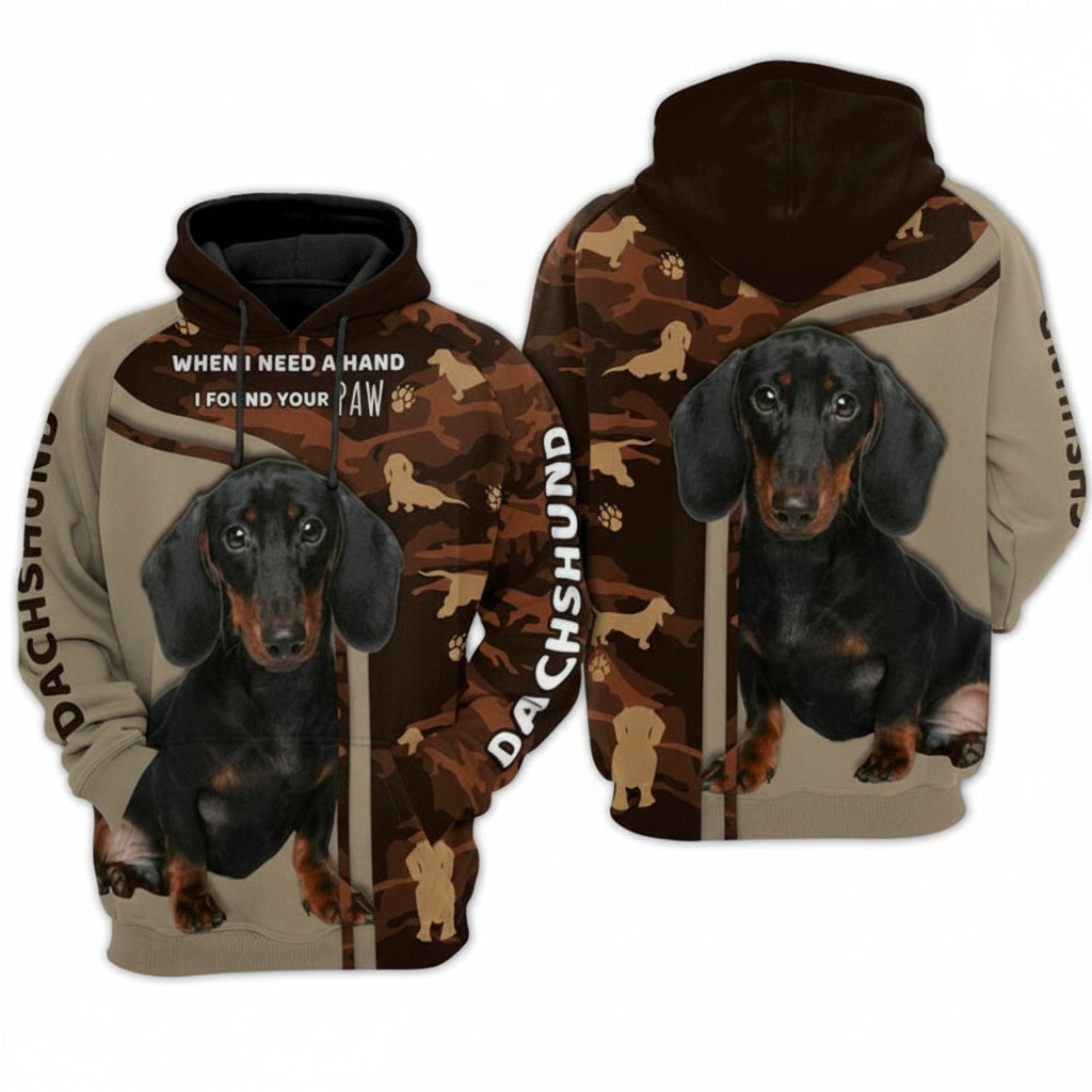 Dachshund When I Need A Hand I Found You Paw Over Print 3d Hoodie Zip Hoodie Moonbestprint