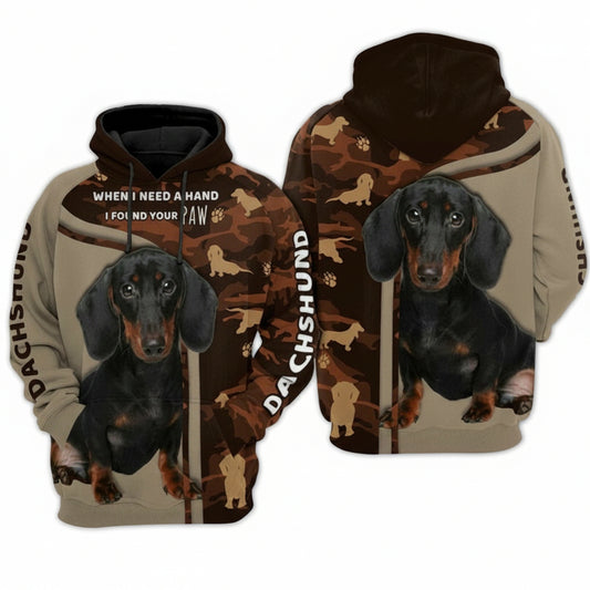Dachshund When I Need A Hand I Found You Paw Over Print 3d Hoodie Zip Hoodie Moonbestprint