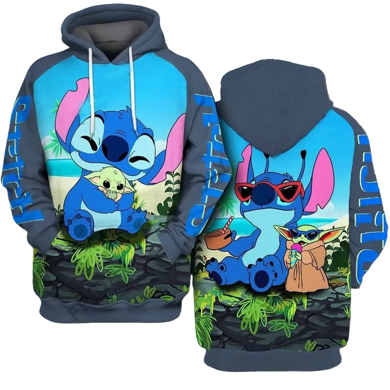 Stitch Hug Baby Yoda Over Print 3d Hoodie Zip Hoodie Size S-5xl Moonbestprint