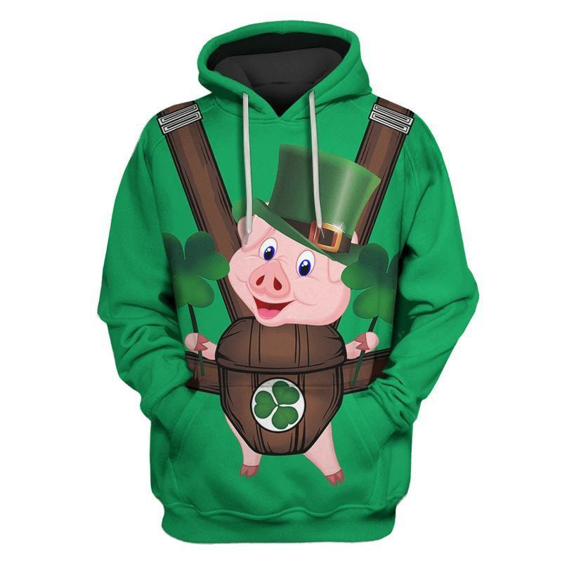 Cute Pig Saint Patrick's Day Over Print 3d Hoodie Zip Hoodie Moonbestprint