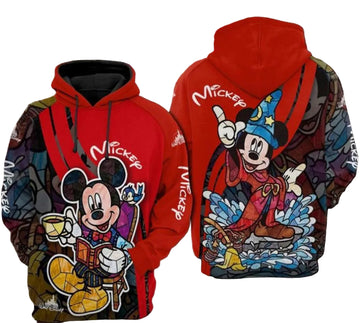Mickey Mouse Disney, Mickey Wizard Stained Glass Style All Over Print Hoodie Moonbestprint
