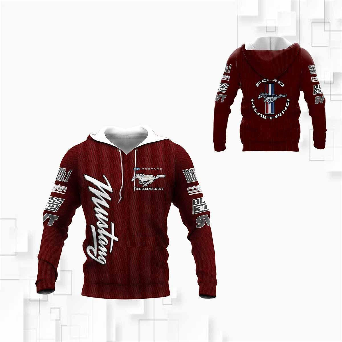 Ford Mustang Shirt Fan Gift 936, Stylist Unisex 3d Hoodie Zip Hoodie Moonbestprint