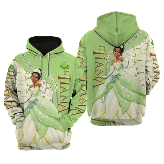 Tiana The Princess And The Frog Walt Disney Fan Gift, Stylist Unisex Cartoon Graphic Outfits Aop Hoodie, Zip Hoodie Moonbestprint