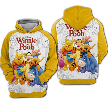 Winnie The Pooh Disney, Pooh And Friends Eeyore Piglet Tigger Aop Hoodie Moonbestprint