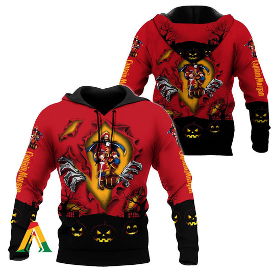 Scary Night Halloween Captain Morgan Hoodie &amp; Zip Hoodie Moonbestprint
