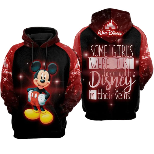 Disney Girls Mickey Over Print 3d Hoodie Zip Hoodie Moonbestprint