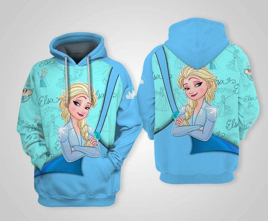 Frozen Elsa Princess Disney Cartoon Fan Gift, Pretty Elsa All Over Print Hoodie, Zip Hoodie Moonbestprint