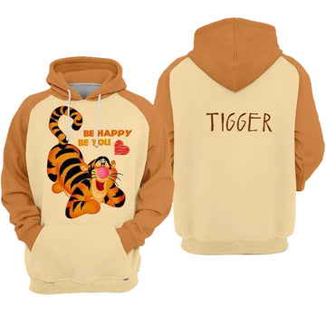 Tigger Winnie The Pooh Disney, Be Happy Be You Aop Hoodie Moonbestprint