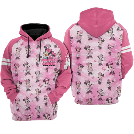 Minnie Mouse Pattern Pink 3d Hoodie Zip Hoodie Moonbestprint