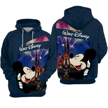 Mickey Mouse Disney, Mickey And Disney Castle Firework Aop Hoodie Moonbestprint