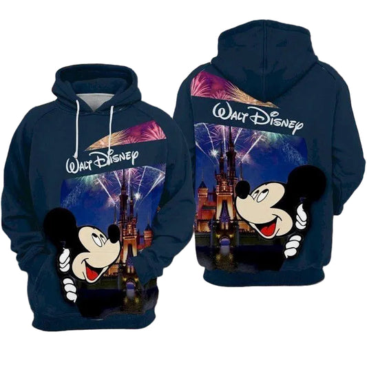 Mickey Mouse Disney, Mickey And Disney Castle Firework Aop Hoodie Moonbestprint
