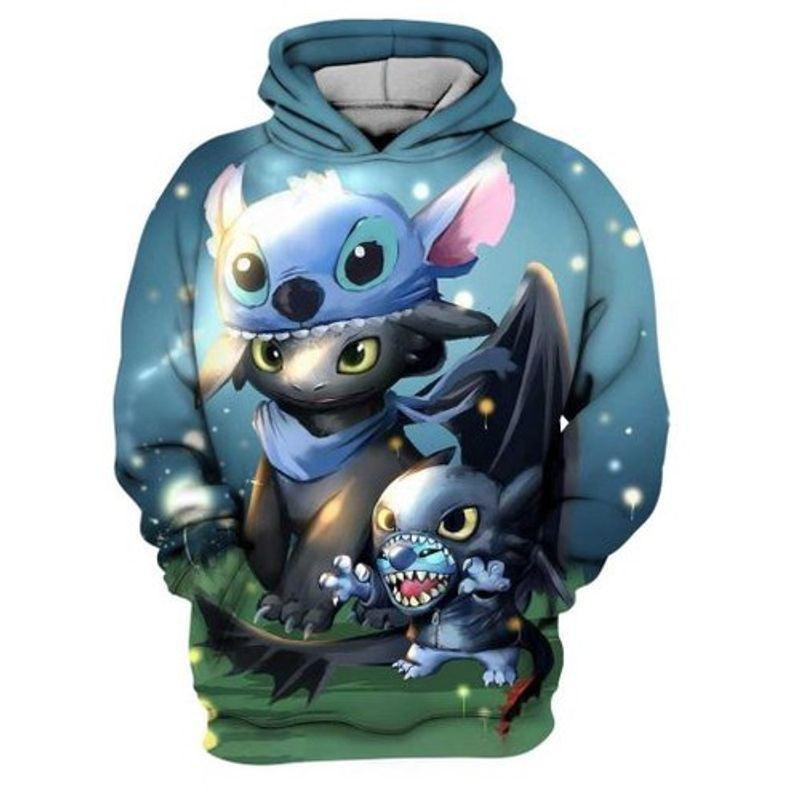 Stitch And Toothless Stay Different Stay Weird Disney Gift For Fan 3d Hoodie All Over Printed Hoodie Moonbestprint