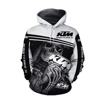 Death Skull Ktm Ready To Race, Ktm Racing All Over Print Hoodie Moonbestprint