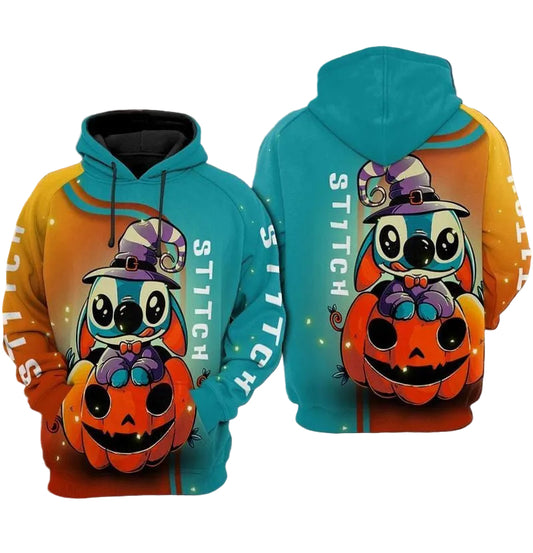 Stitch Pumpkin Halloween Over Print 3d Hoodie Zip Hoodie Moonbestprint